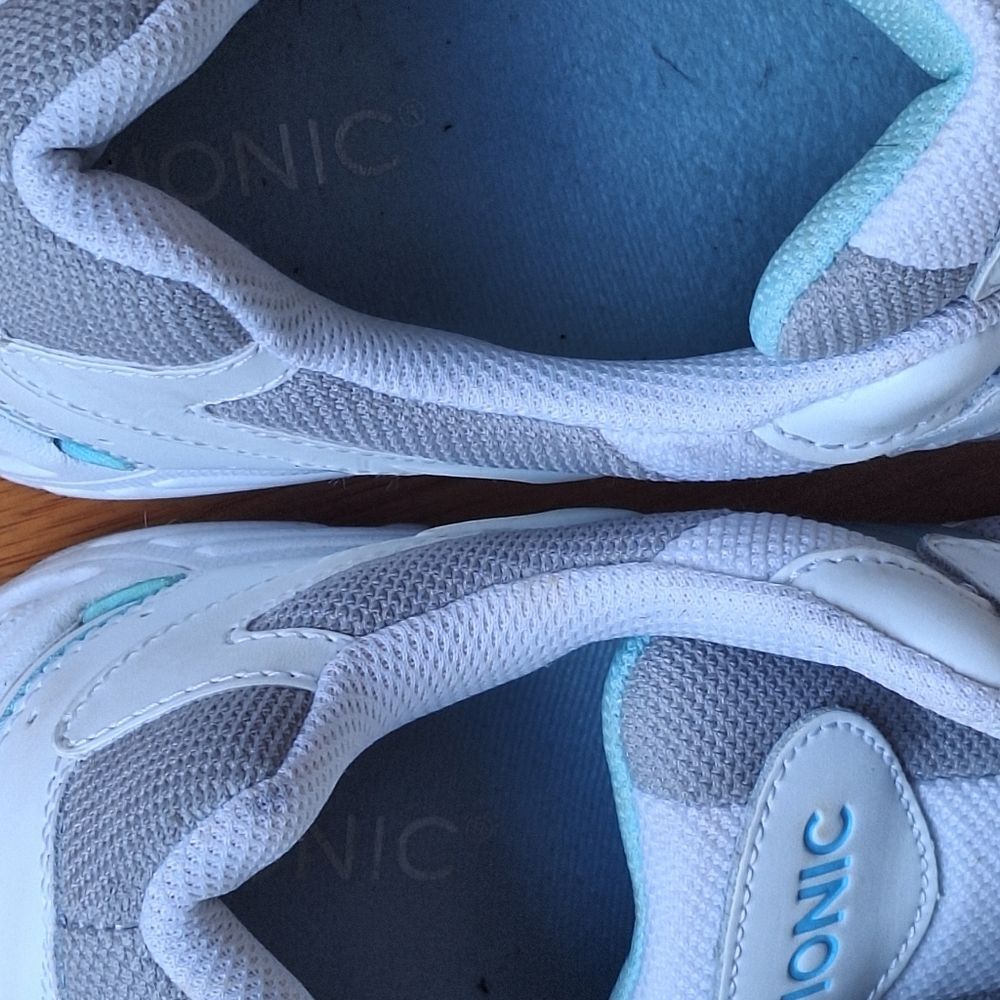Women's Vionic Tabi Walking Shoe Two Strap Comfort Sneaker White Blue Leather 11 - Picture 7 of 16